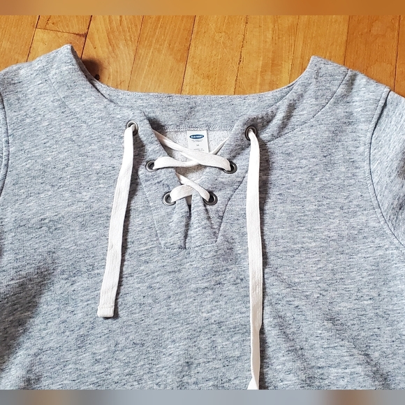Old Navy Relaxed Lace Up French Terry Top - Picture 5 of 8